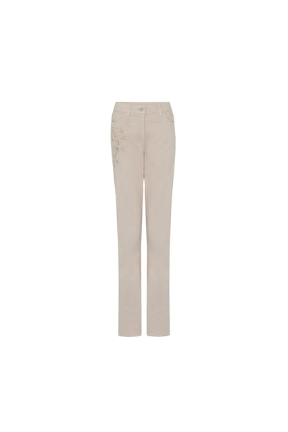 Nakış Detaylı Gri Jean Pantolon