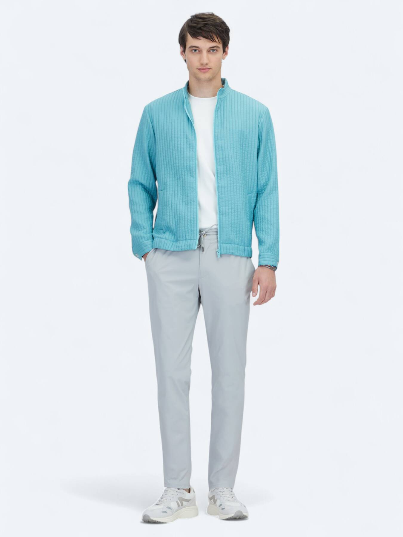 Nil Yeşili Regular Fit Dik Yaka Casual Dokuma Mont