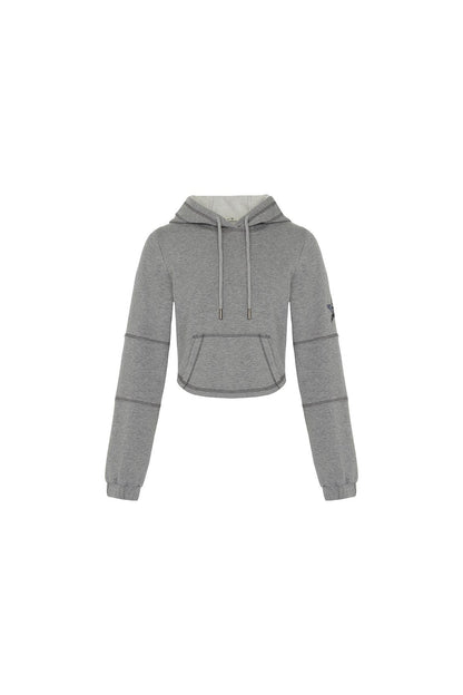 Önden Cepli Kapüşonlu Gri Sweatshirt