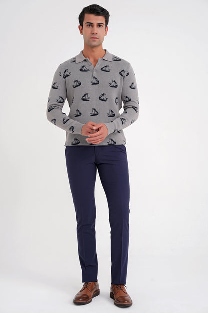 P 1091 Pantolon Slim Lacivert Casual