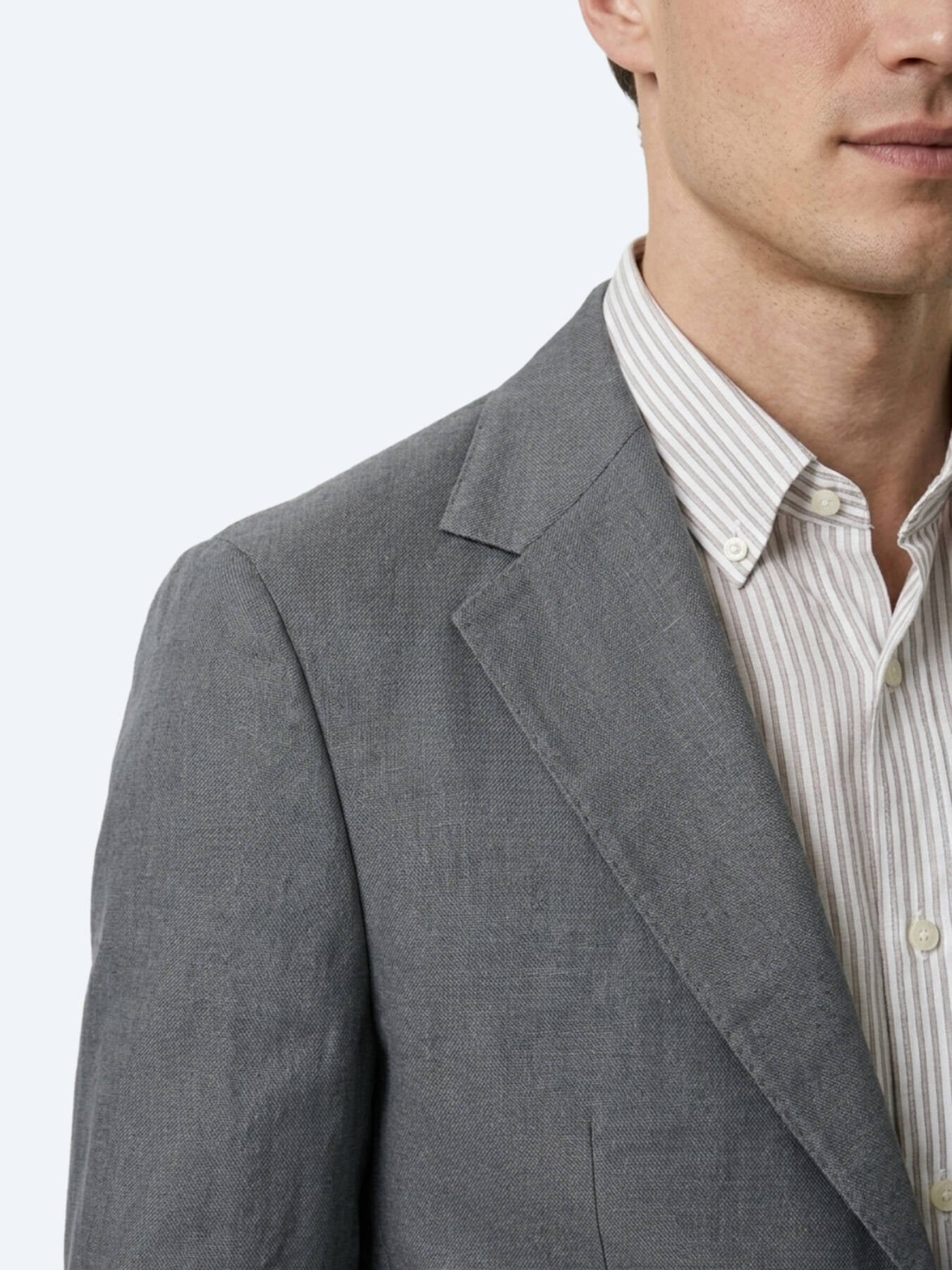 Petrol Düz Modern Fit Keten Karışımlı Ceket