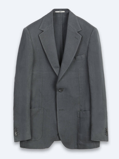 Petrol Düz Modern Fit Keten Karışımlı Ceket