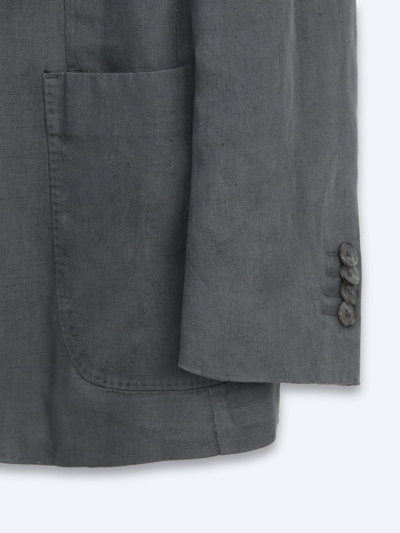 Petrol Düz Modern Fit Keten Karışımlı Ceket
