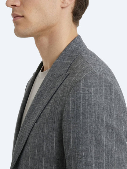 Petrol Modern Fit Keten Karışımlı Ceket