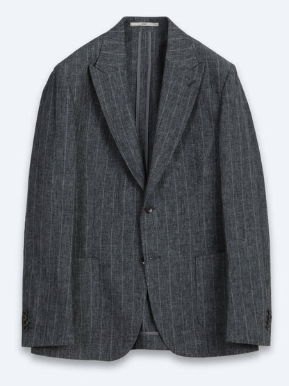Petrol Modern Fit Keten Karışımlı Ceket