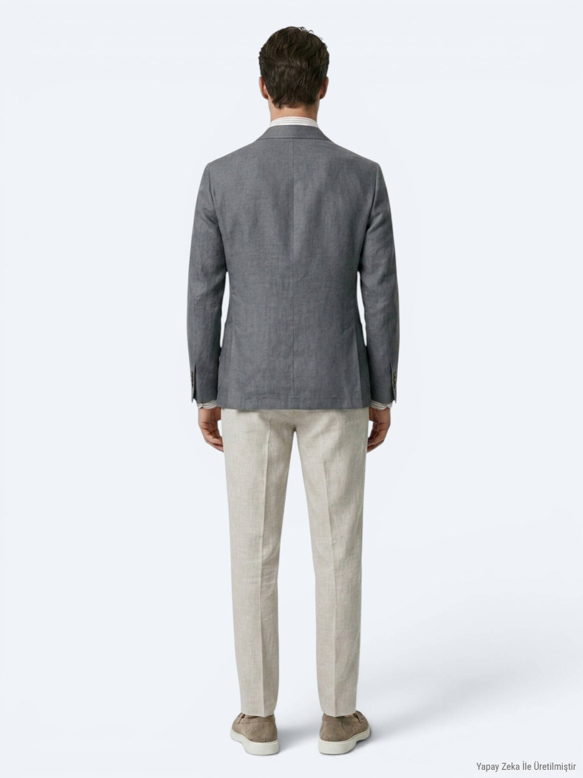 Petrol Modern Fit Keten Karışımlı Ceket