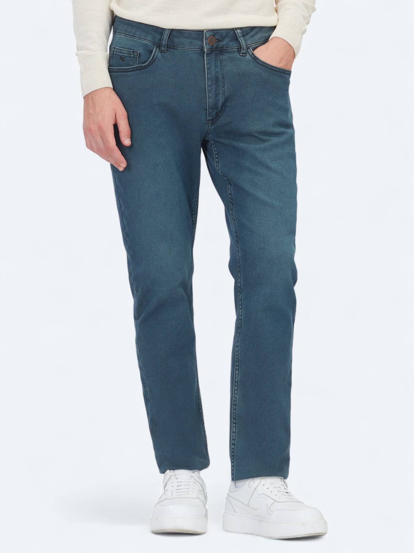 Petrol Slim Fit Denim Pamuk Karışımlı Pantolon