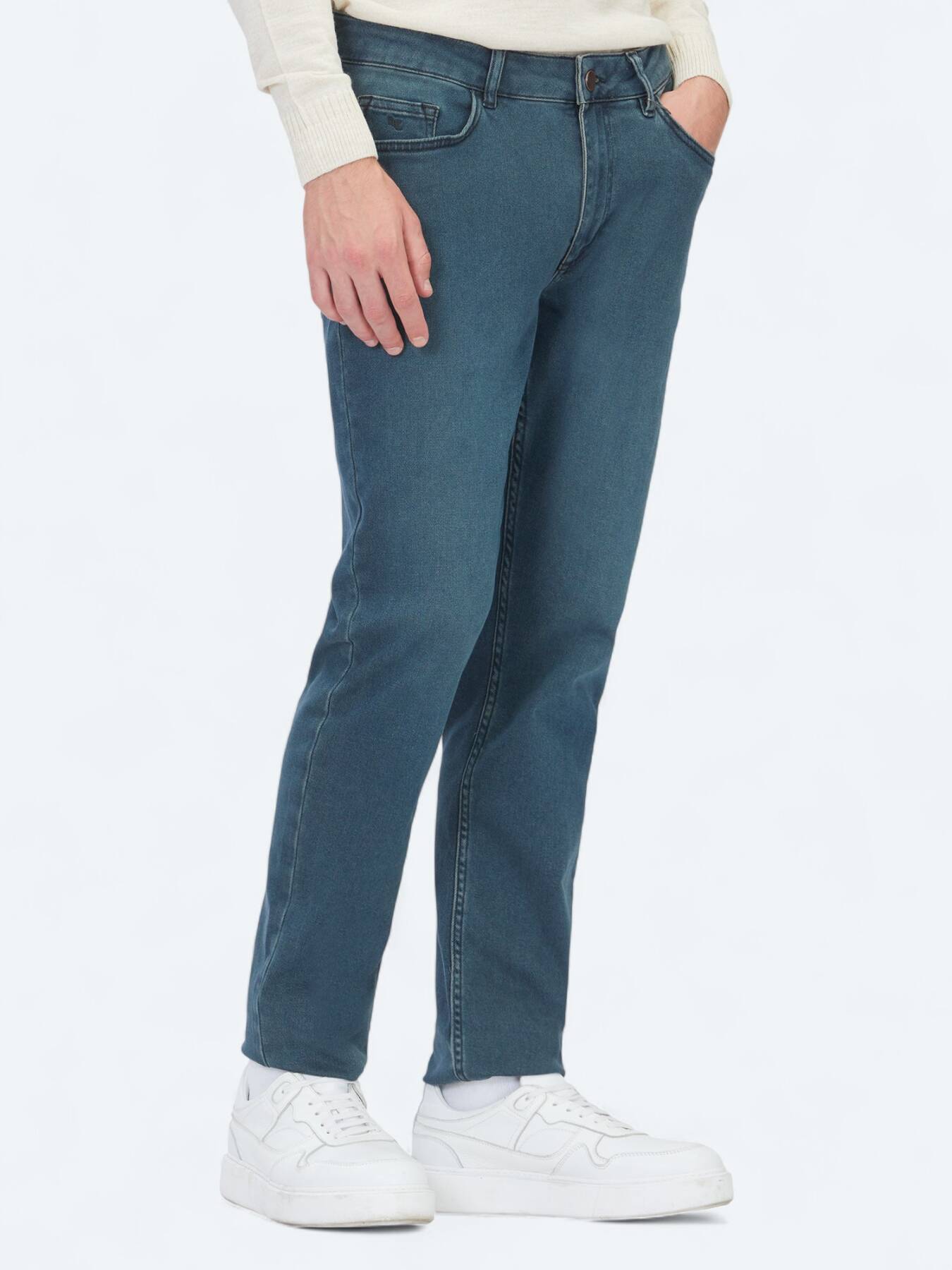 Petrol Slim Fit Denim Pamuk Karışımlı Pantolon