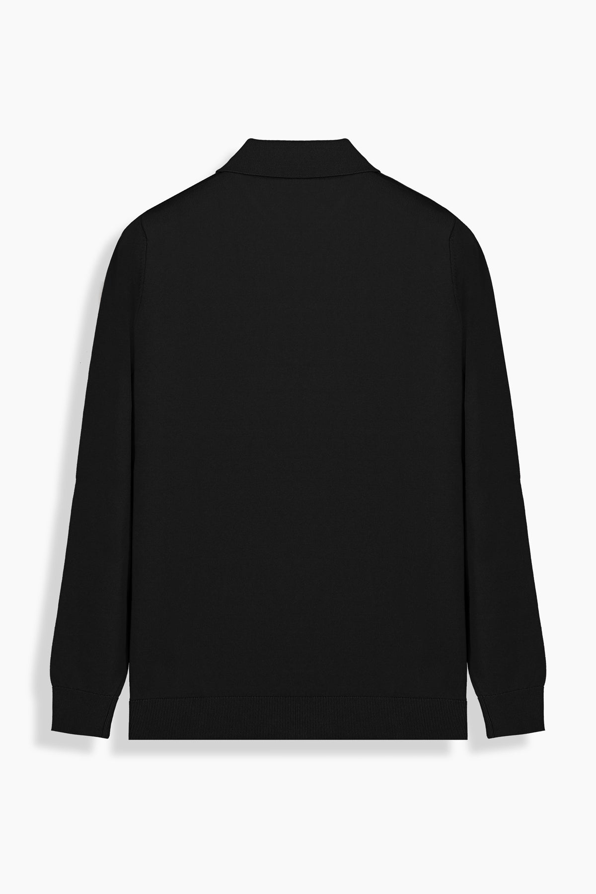 Polo Yaka Fermuarlı Siyah Triko