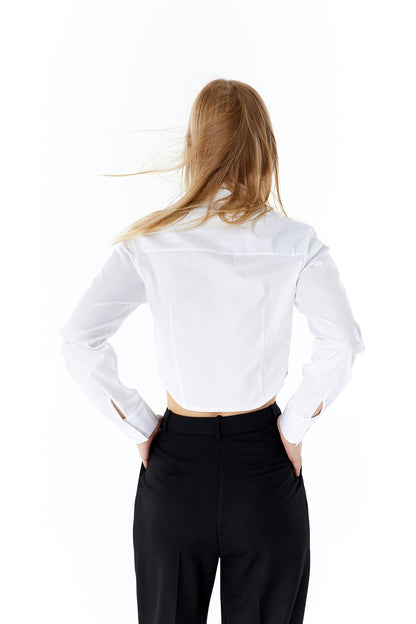 Poplin Beyaz Crop Gömlek