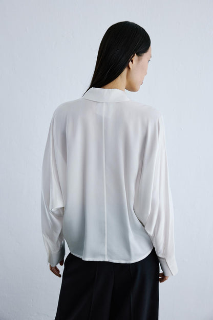 Rahat Form Yarasa Kol Ekru Gömlek