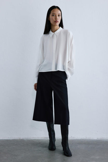 Rahat Form Yarasa Kol Ekru Gömlek