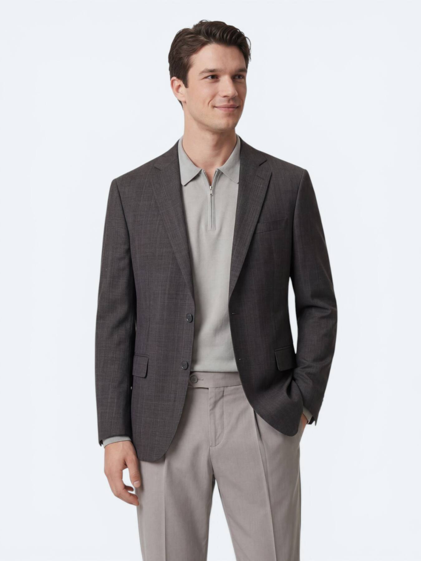 Renkli Mikro Modern Fit Yün Karışımlı Ceket