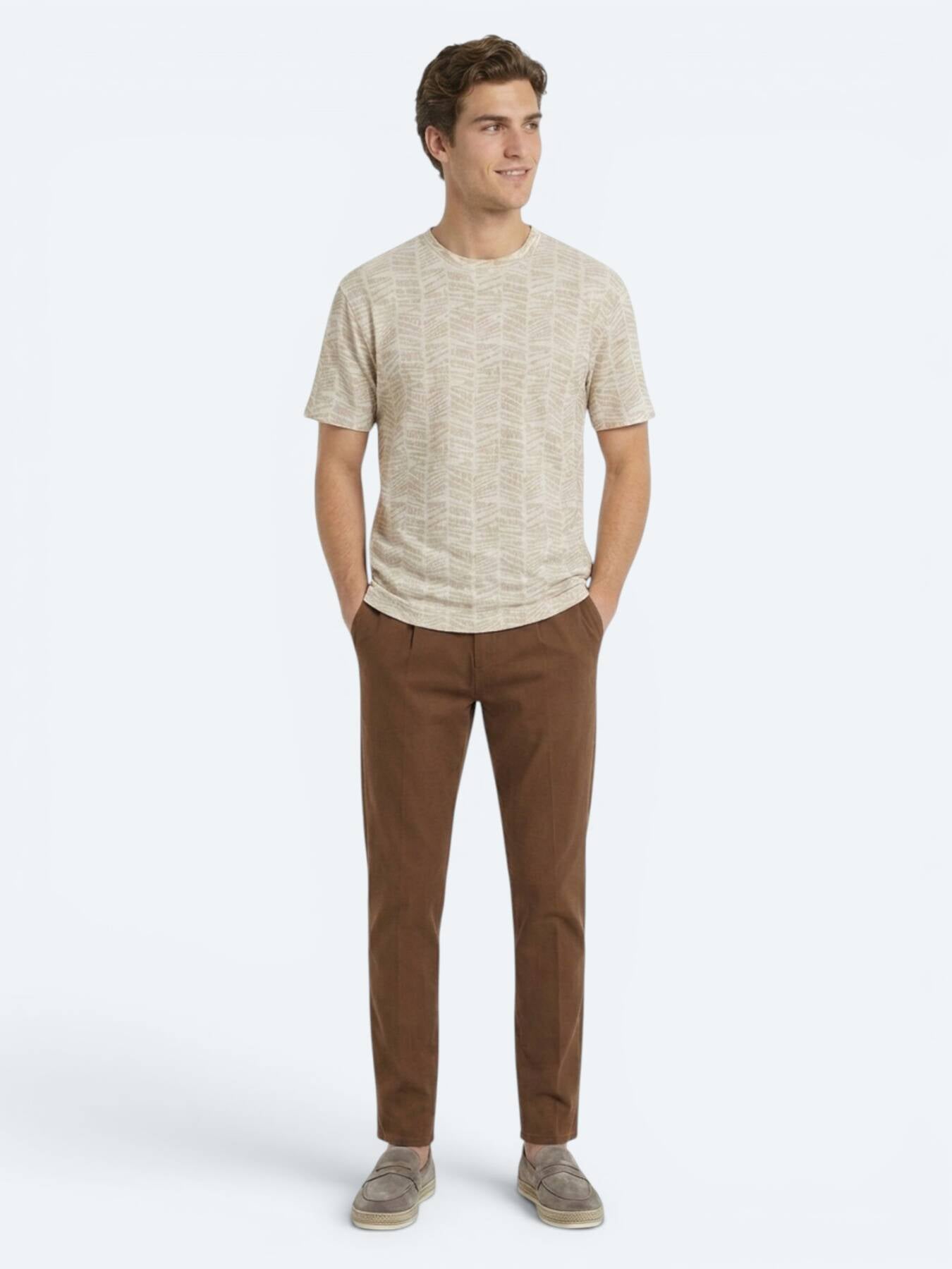 Safran Baskılı Pamuk Karışımlı T-shirt