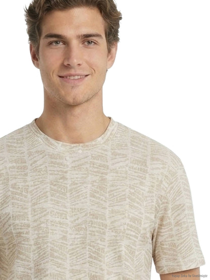 Safran Baskılı Pamuk Karışımlı T-shirt