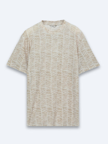 Safran Baskılı Pamuk Karışımlı T-shirt