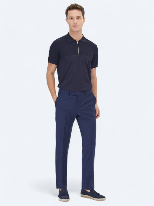Saks Dokuma Fitted Fit Klasik Yün Karışımlı Pantolon