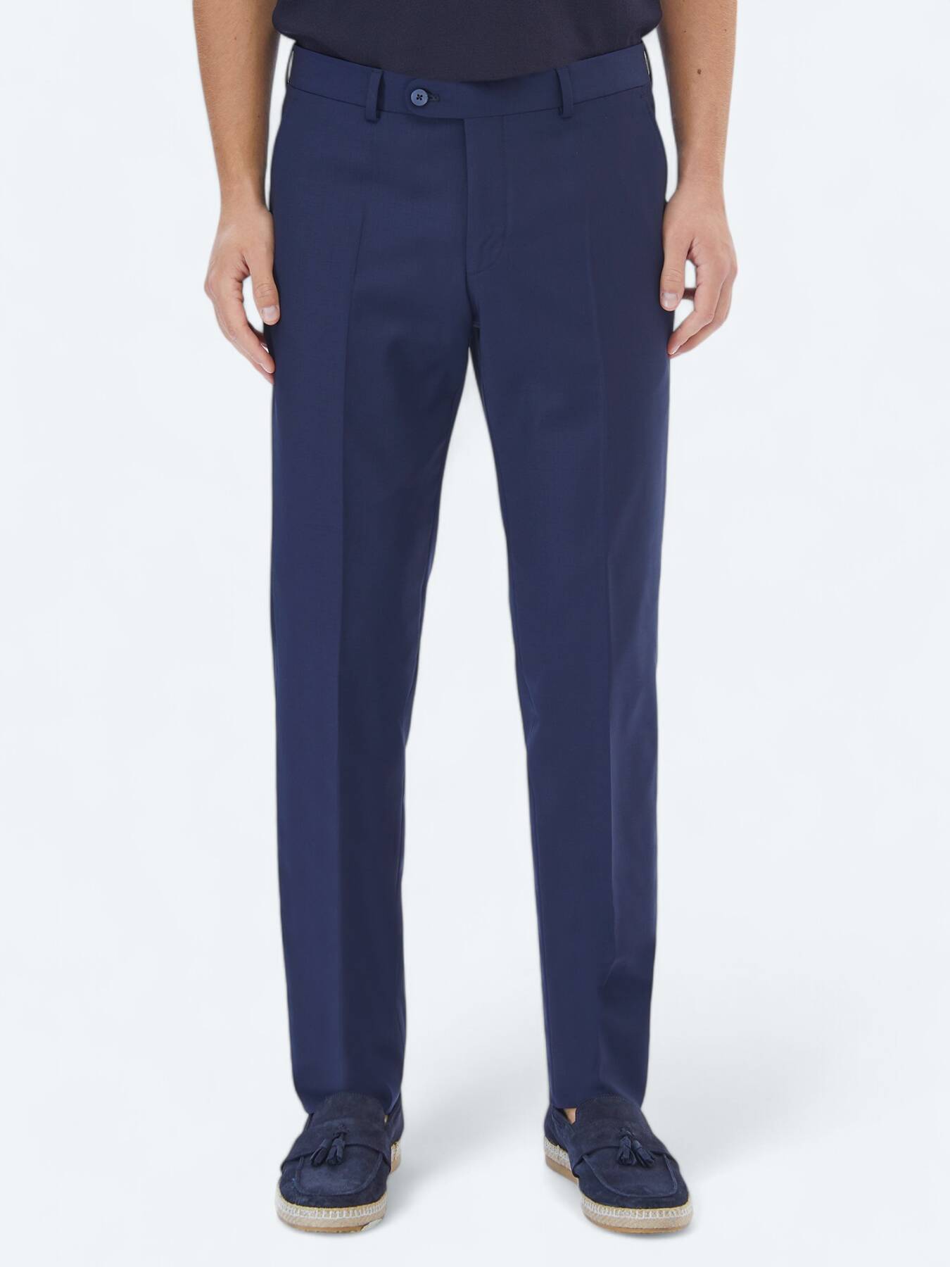 Saks Dokuma Fitted Fit Klasik Yün Karışımlı Pantolon