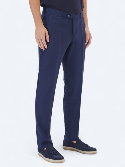 Saks Dokuma Fitted Fit Klasik Yün Karışımlı Pantolon