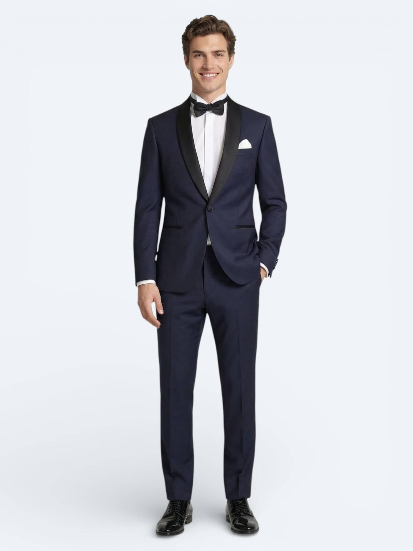 Saks Düz Slim Fit Şal Yaka Dokuma Smokin Takım Elbise