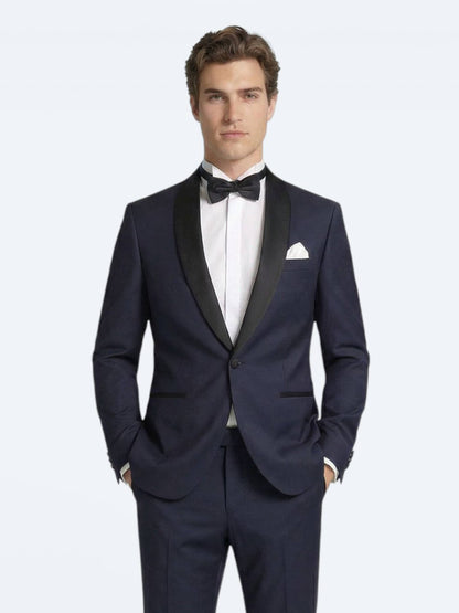 Saks Düz Slim Fit Şal Yaka Dokuma Smokin Takım Elbise