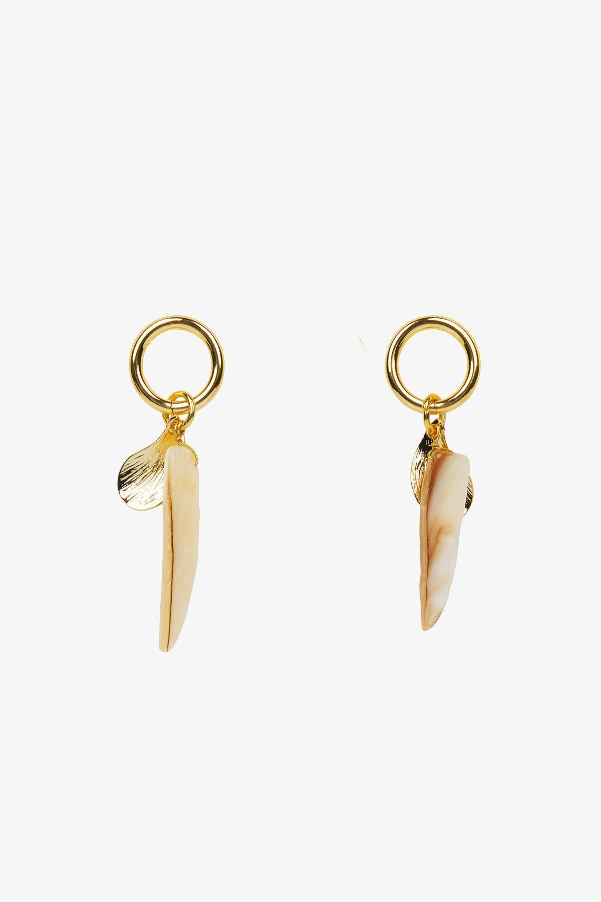 Sedef Taşlı Gold Küpe