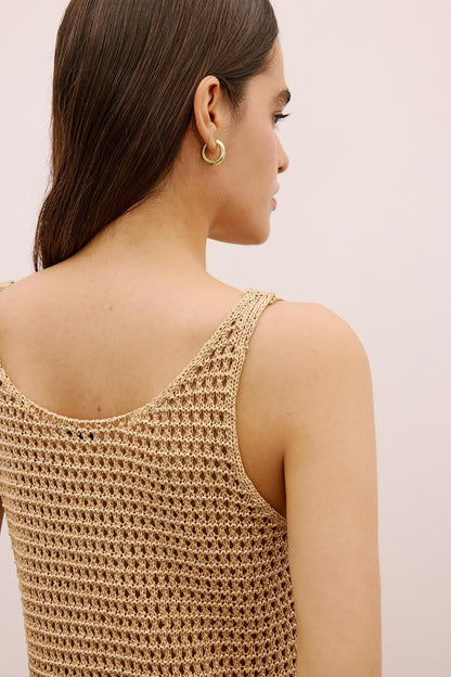 Sim Dokulu Askılı Mini Camel Elbise