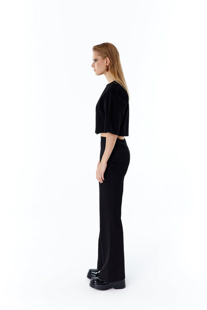 Siyah Basic Crop T-shirt
