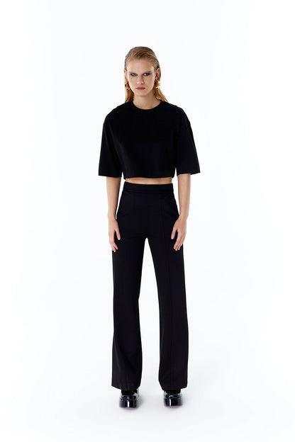 Siyah Basic Crop T-shirt
