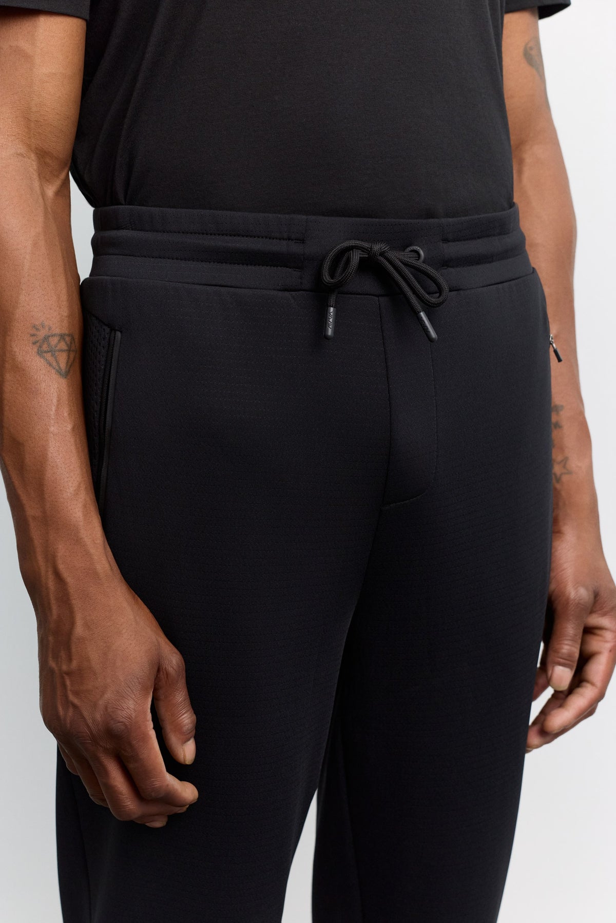 Siyah Beli Lastikli Bi-stretch Teknik Kumaş Eşofman Altı