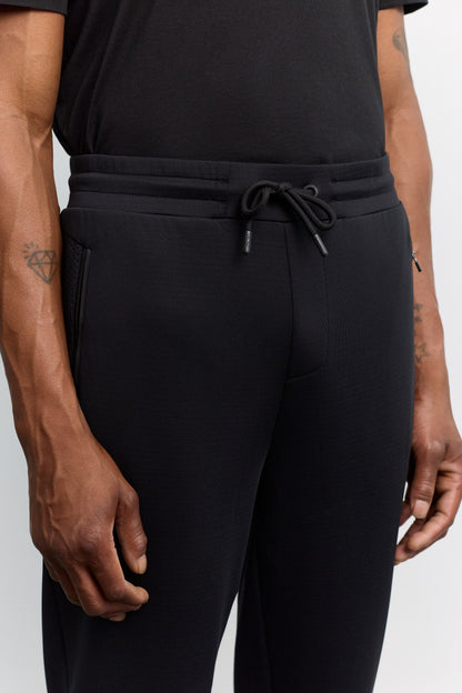 Siyah Beli Lastikli Bi-stretch Teknik Kumaş Eşofman Altı