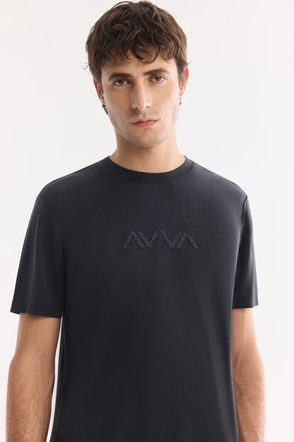 Siyah Bisiklet Yaka Modal Karışımlı Soft Touch T-shirt