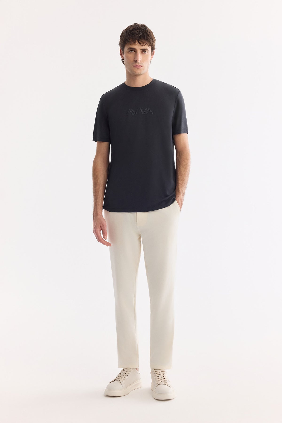Siyah Bisiklet Yaka Modal Karışımlı Soft Touch T-shirt