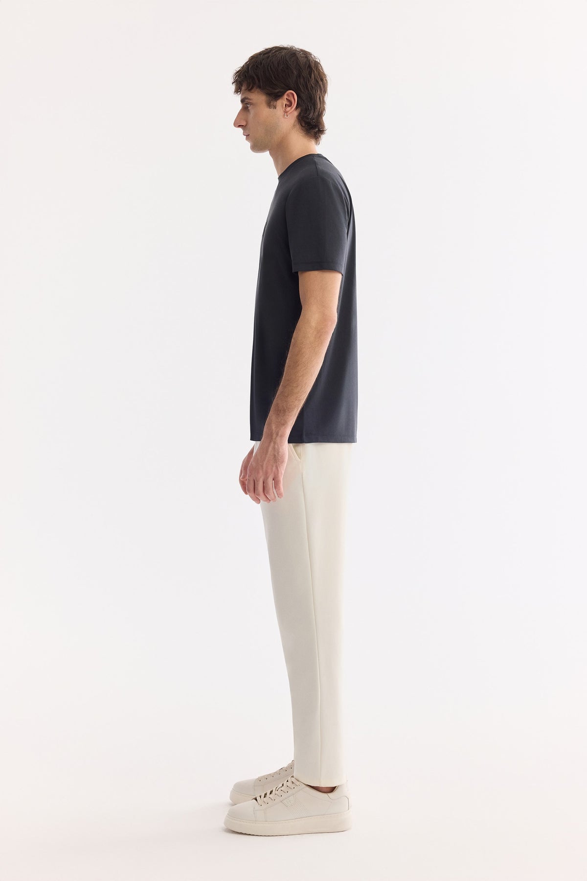 Siyah Bisiklet Yaka Modal Karışımlı Soft Touch T-shirt