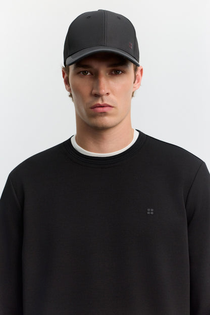 Siyah Bisiklet Yaka Kolay Ütülenen Sweatshirt