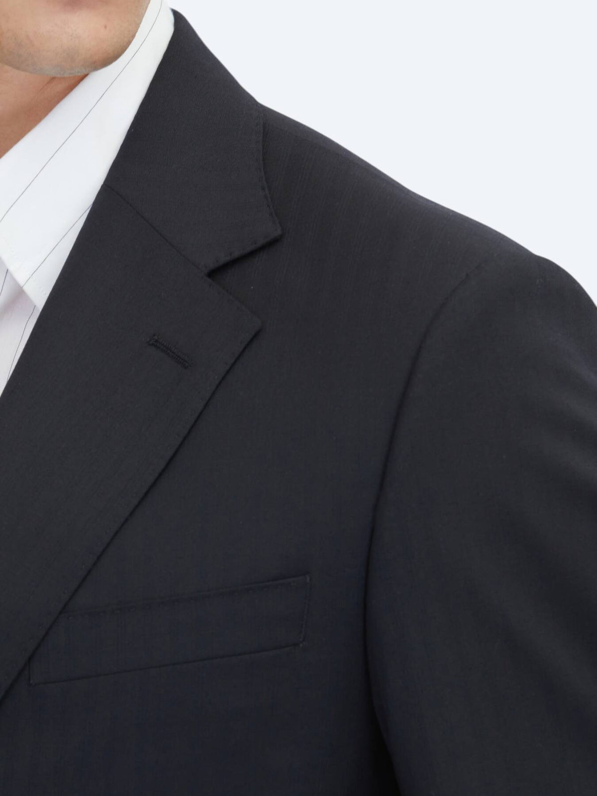 Siyah Çizgili Modern Fit %100 Yün Takım Elbise