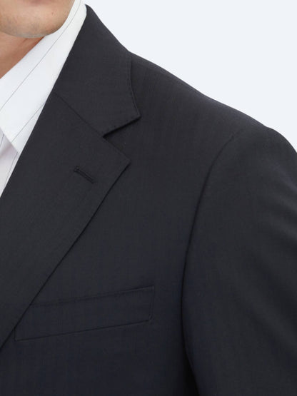 Siyah Çizgili Modern Fit %100 Yün Takım Elbise