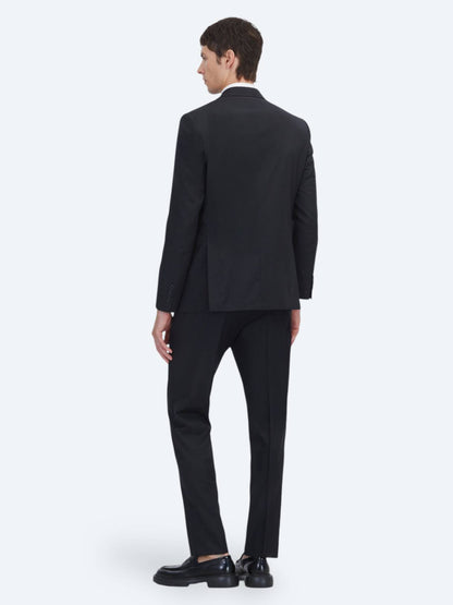 Siyah Çizgili Modern Fit %100 Yün Takım Elbise