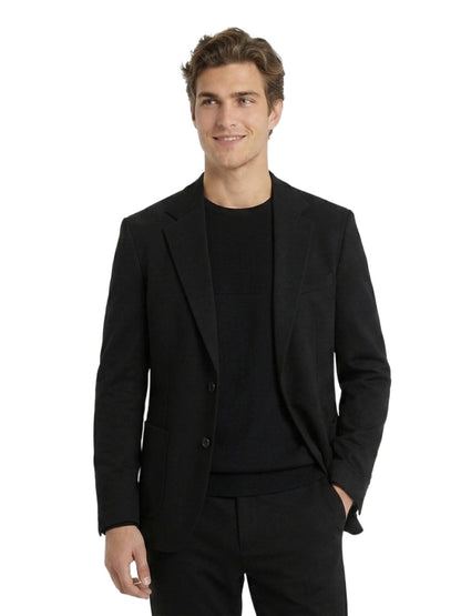 Siyah Çizgili Modern Fit Örme Takım Elbise