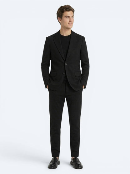 Siyah Çizgili Modern Fit Örme Takım Elbise
