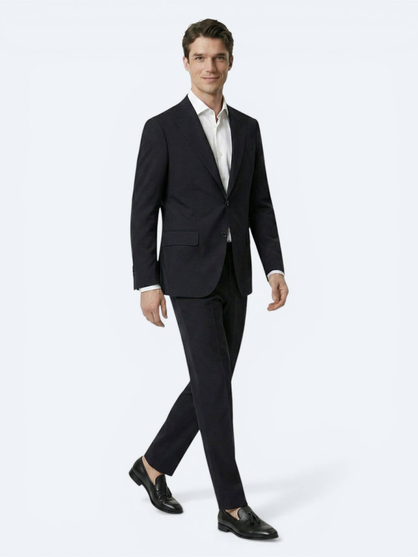 Siyah Çizgili Modern Fit Takım Elbise