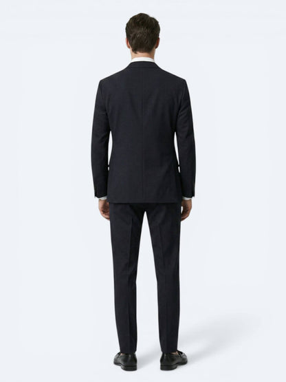 Siyah Çizgili Modern Fit Takım Elbise