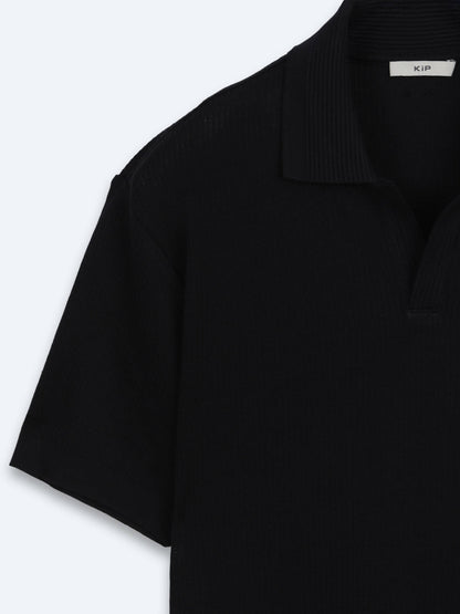 Siyah Çizgili Polo Yaka %100 Pamuk T-shirt