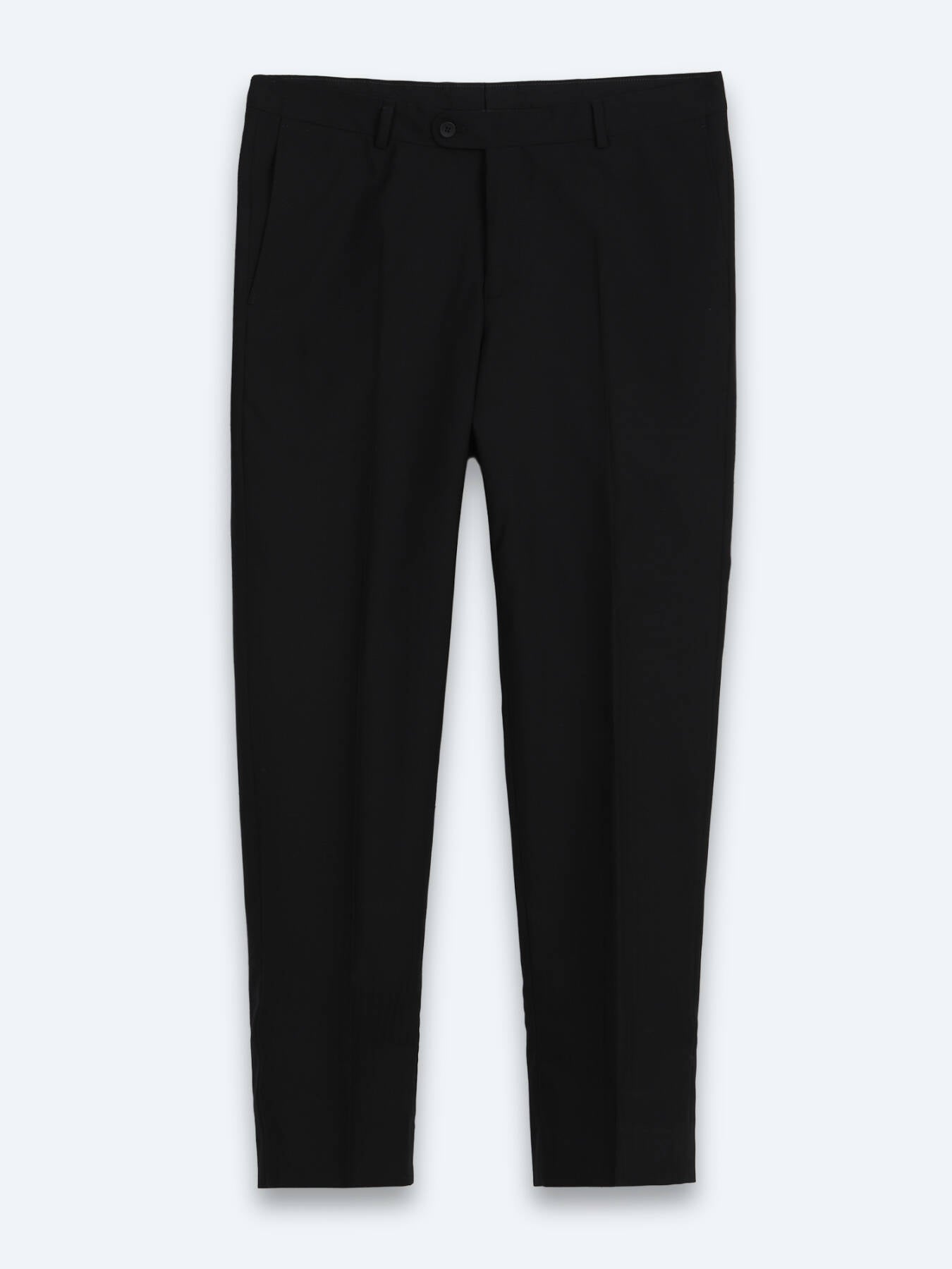 Siyah Çizgili Regular Fit %100 Yün Takım Elbise