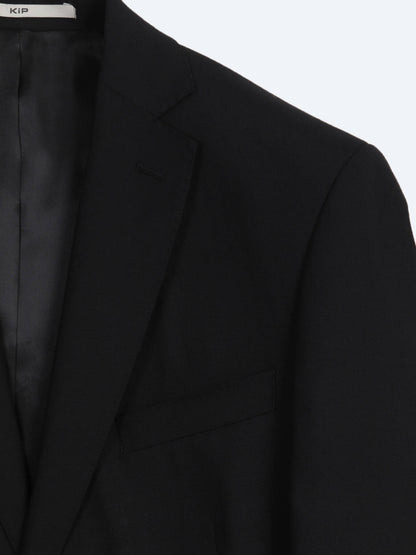 Siyah Çizgili Regular Fit %100 Yün Takım Elbise