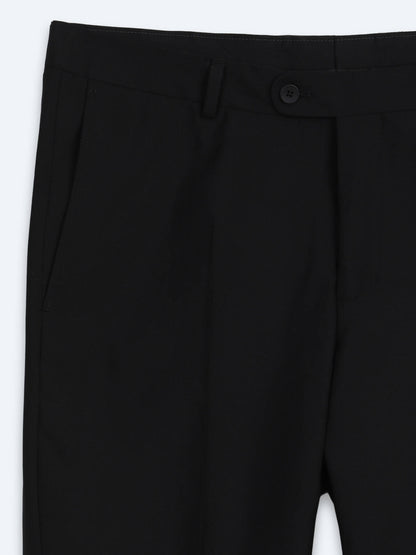 Siyah Çizgili Regular Fit %100 Yün Takım Elbise