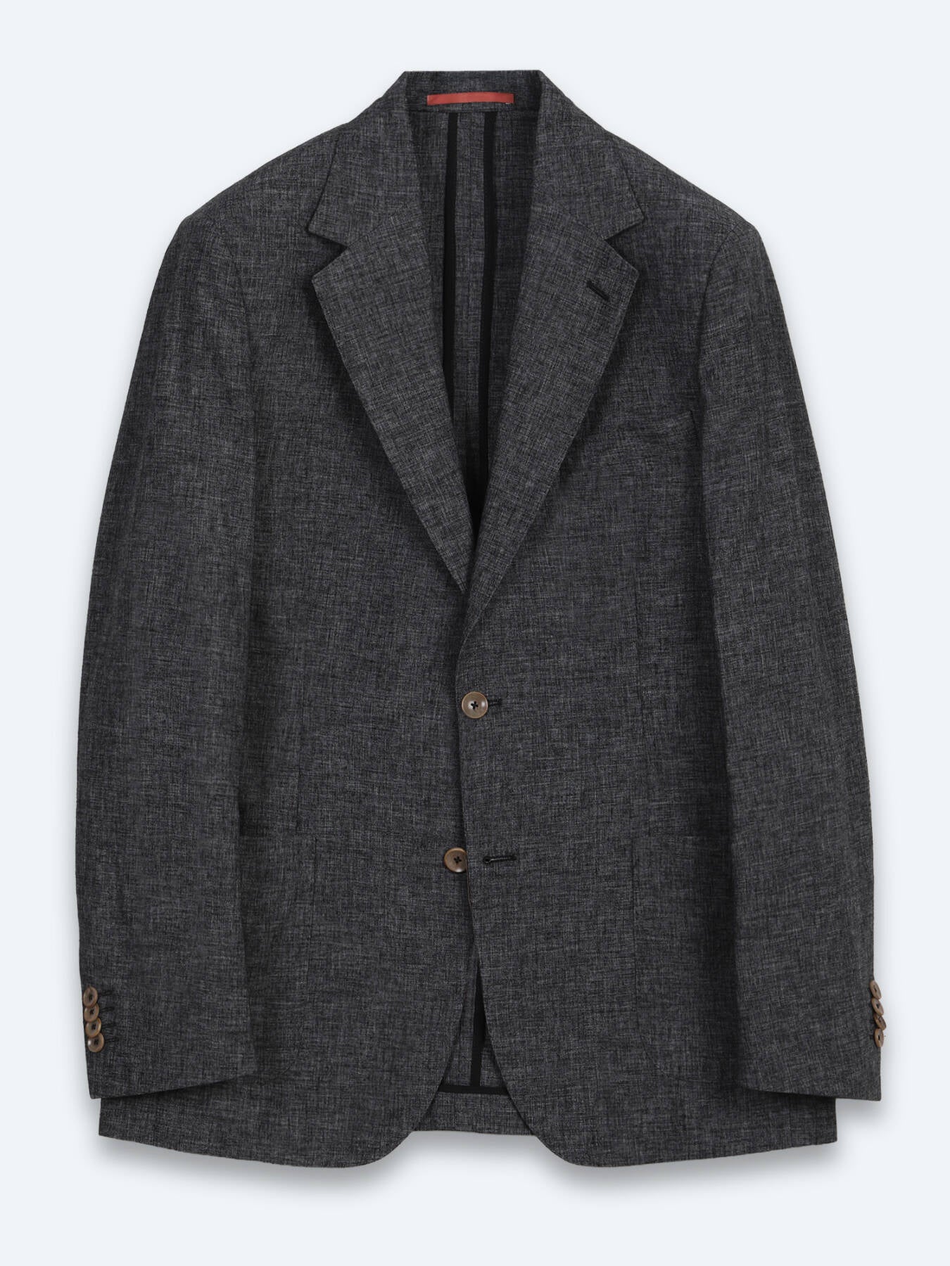 Siyah Desenli Modern Fit Keten Karışımlı Takım Elbise