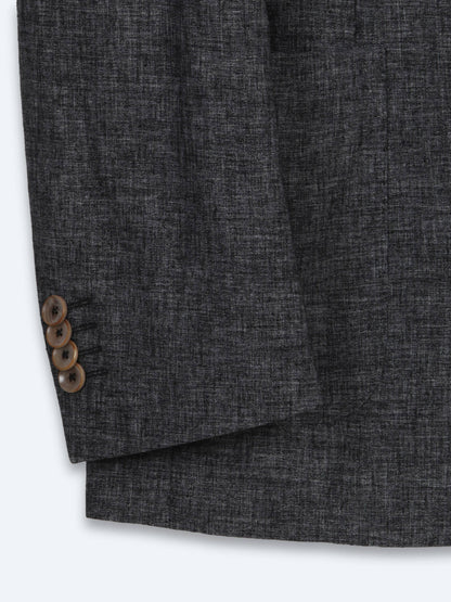 Siyah Desenli Modern Fit Keten Karışımlı Takım Elbise