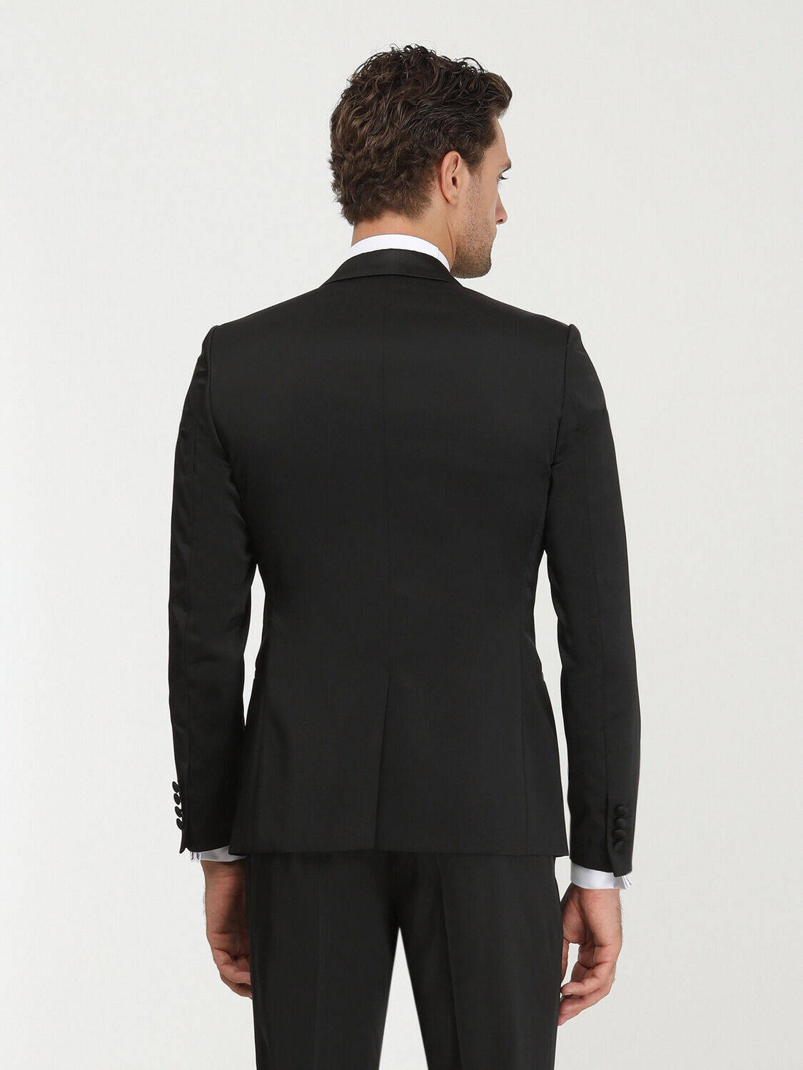 Siyah Desenli Slim Fit Şal Yaka Dokuma Smokin Takım Elbise