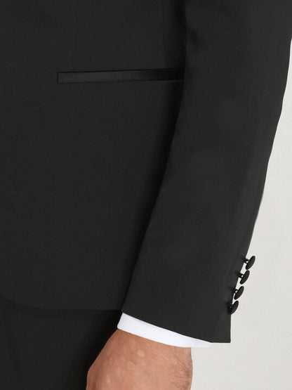 Siyah Desenli Slim Fit Şal Yaka Dokuma Smokin Takım Elbise